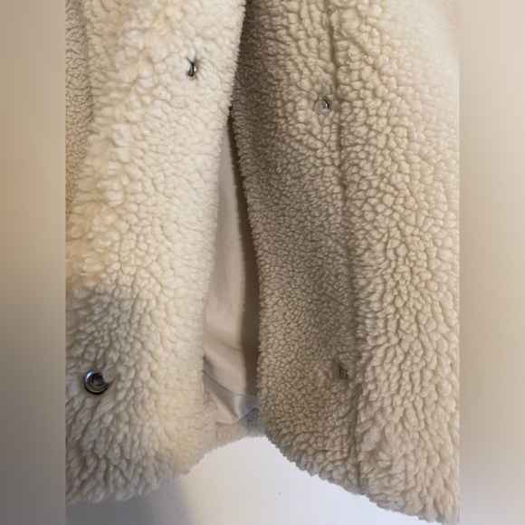 Zara Cream Teddy Jacket Oversized Cropped Women’s Large Sherpa Beige Tan Cute - Picture 5 of 10